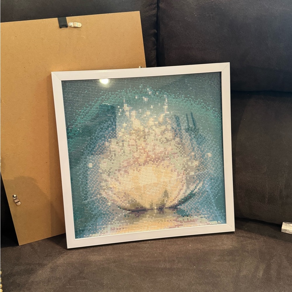 Elegant White and Blue Framed Art by [Brand]